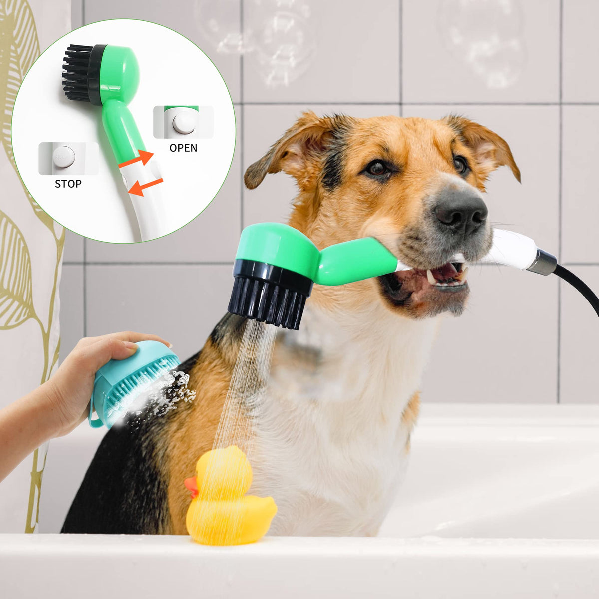 Portable Dog Shower with Pet Silicone Bath Massage Brush 1.3 gal Dog Washer-GARTOL