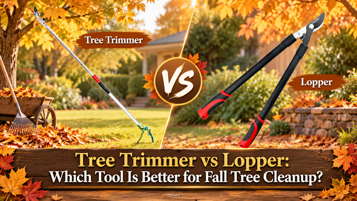 Comparison of GARTOL telescopic tree trimmer and bypass lopper for fall tree pruning and yard cleanup