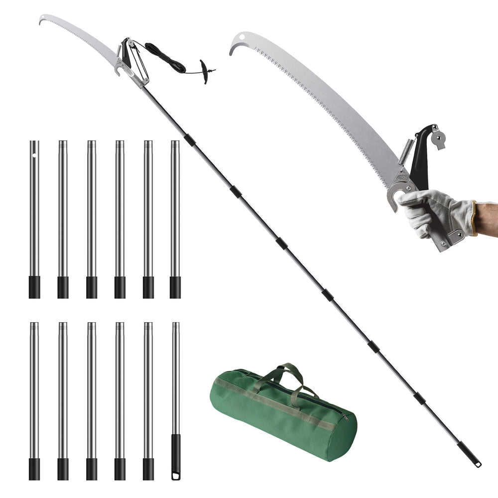 GARTOL 2-in-1 Extendable Pole Saw & Pruner – SK5 Steel Blade, 4-Pulley System, Teflon Coating with Carry Bag