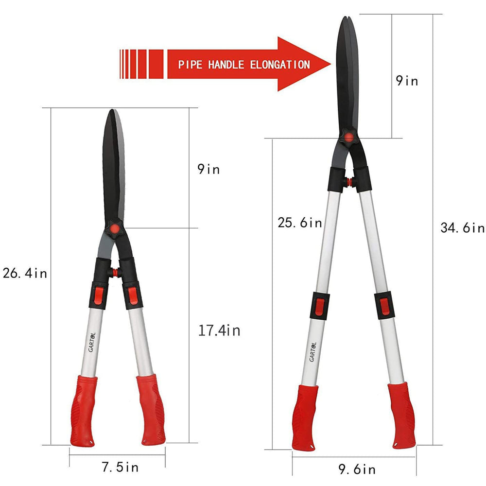 GARTOL Telescopic Hedge Shears, Extendable Garden Bush Clippers (HA1814R-10)