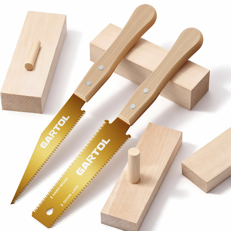 GARTOL 6 Inch Japanese Pull Saw Set - Gold SK5 Steel 2-Piece Hand Saw