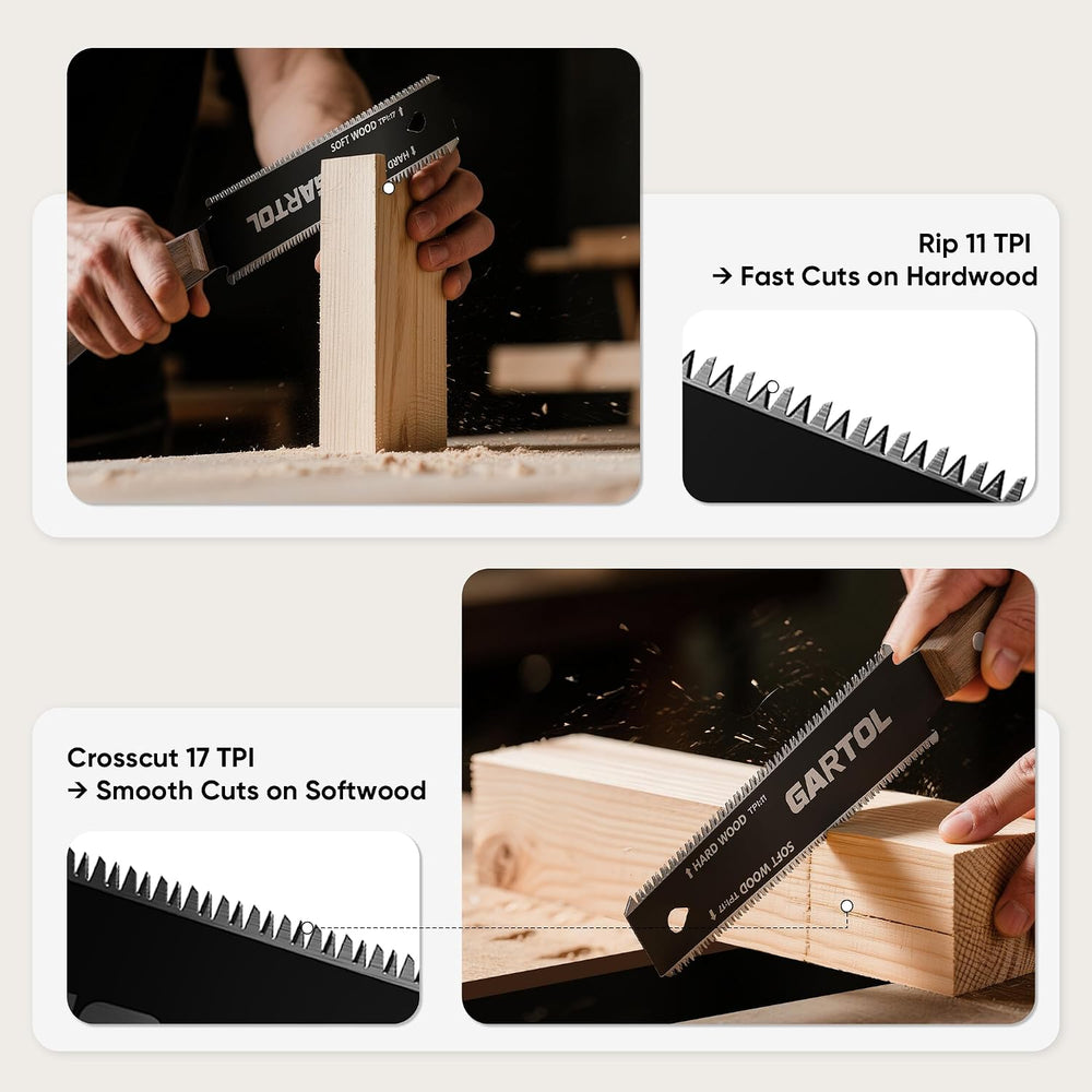 GARTOL 2-Piece Japanese Pull Saw Set | SK5 Flexible Blade & Black Polypropylene Handle