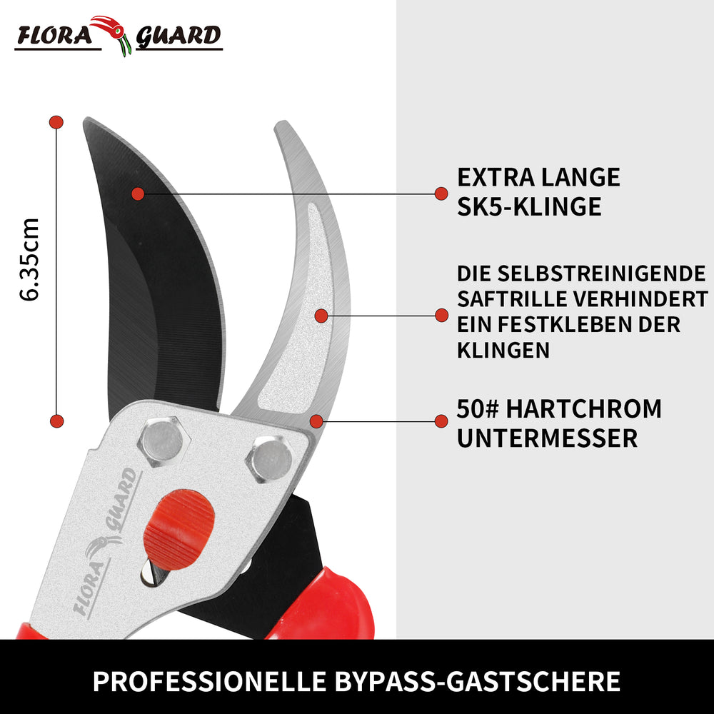 GARTOL 8.5" Professional Bypass Pruning Shears - SK5 Steel Clipper