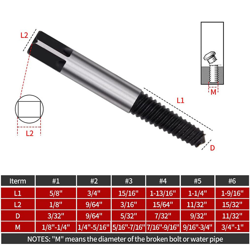 GARTOL Damaged Screw Extractor Set, 6PCS Easy Out Stripped Screw Extractor Kit, All-purpose HSS Broken Screw Remover Set for Removing Damaged Screws, Broken Studs, Set Screws, and Pipe Fittings with Storage Case