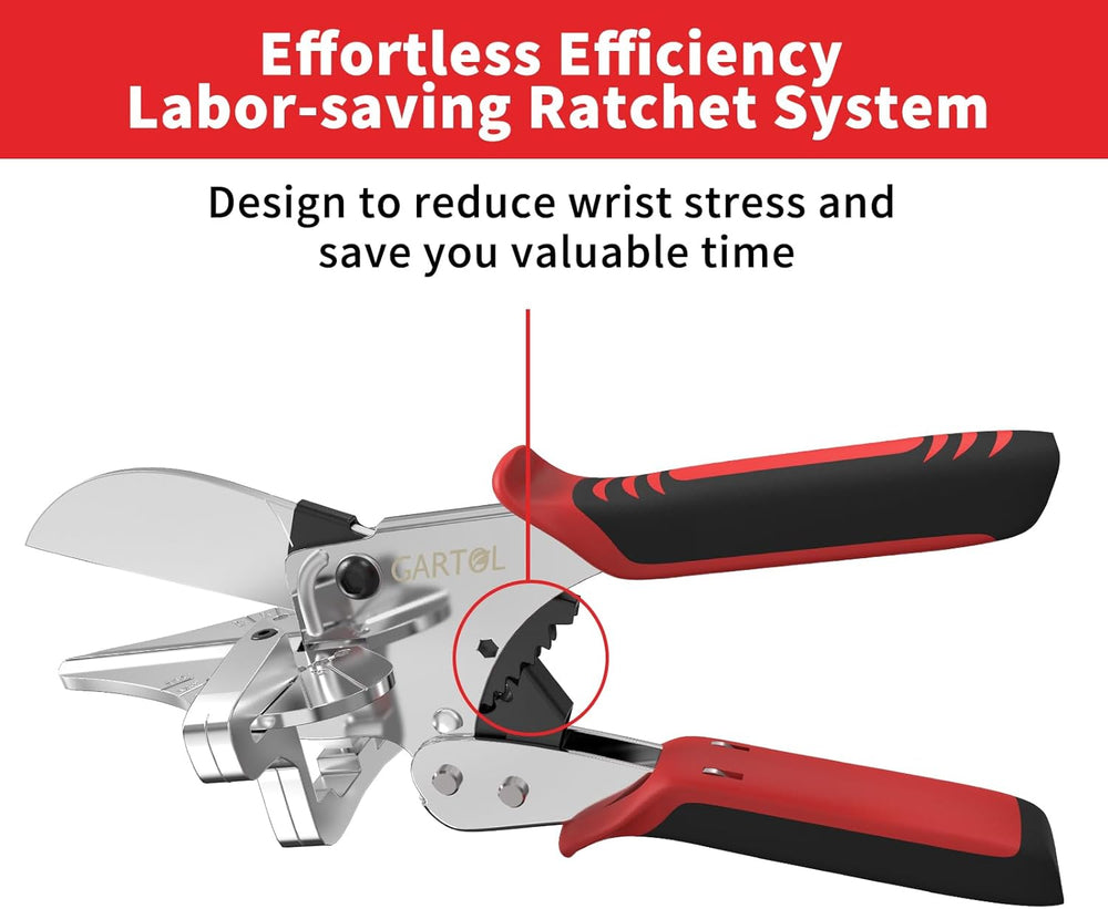 GARTOL 45°-135° Ratchet  Miter Shears with 5 Versatile Interchangeable Anvils