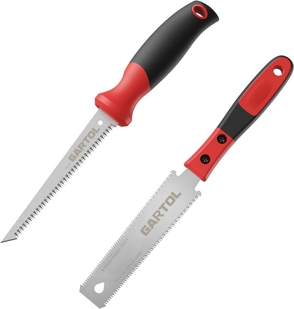 GARTOL 2-Piece 6-Inch Hand Saw Set - Drywall Jab Saw & Japanese Pull Saw with Flexible Double Edge (11/17 TPI) - Small Flush Cut Tool Kit for Sheetrock, Wood Trim, PVC & DIY Home Repair
