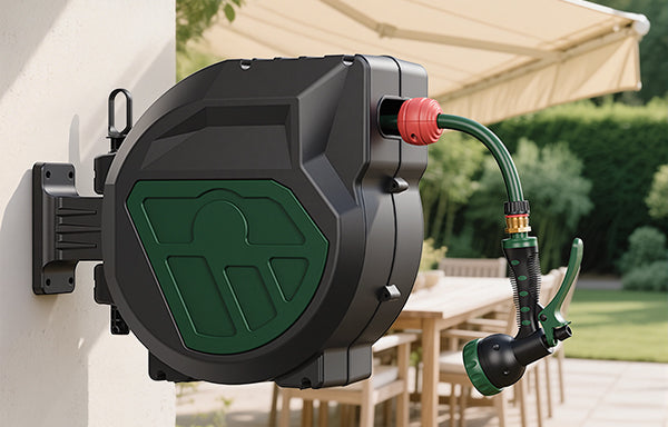 GARTOL 1/2" 20m Retractable Hose Reel – Anti-Freeze, UV-Resistant, 180° Swivel, 60PSI, Adjustable Spray Nozzle (SGC005C)