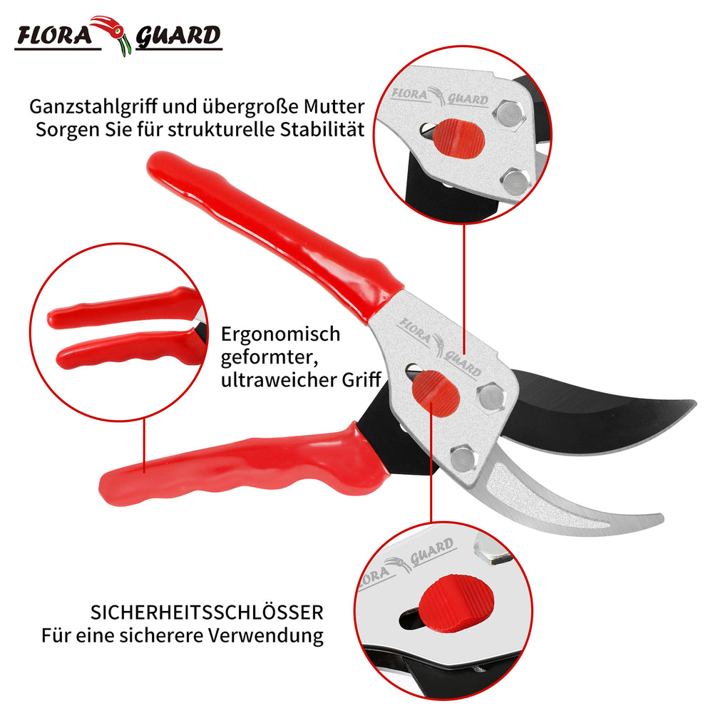 GARTOL 8.5" Professional Bypass Pruning Shears - SK5 Steel Clipper