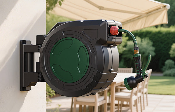 GARTOL 1/2" 33m Retractable Hose Reel – Anti-Freeze, UV-Resistant, 180° Swivel, 60PSI, Adjustable Spray Nozzle (SGC009A)