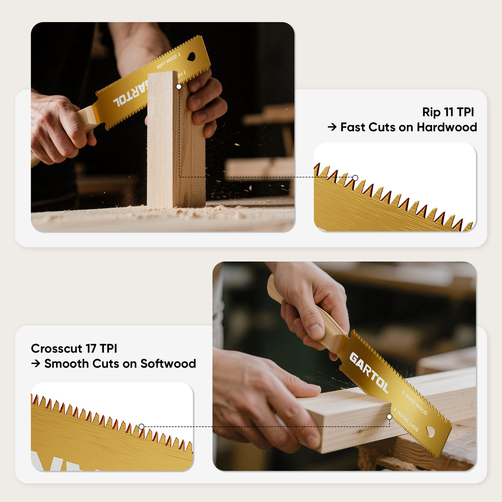 GARTOL 6 Inch Japanese Pull Saw Set - Gold SK5 Steel 2-Piece Hand Saw