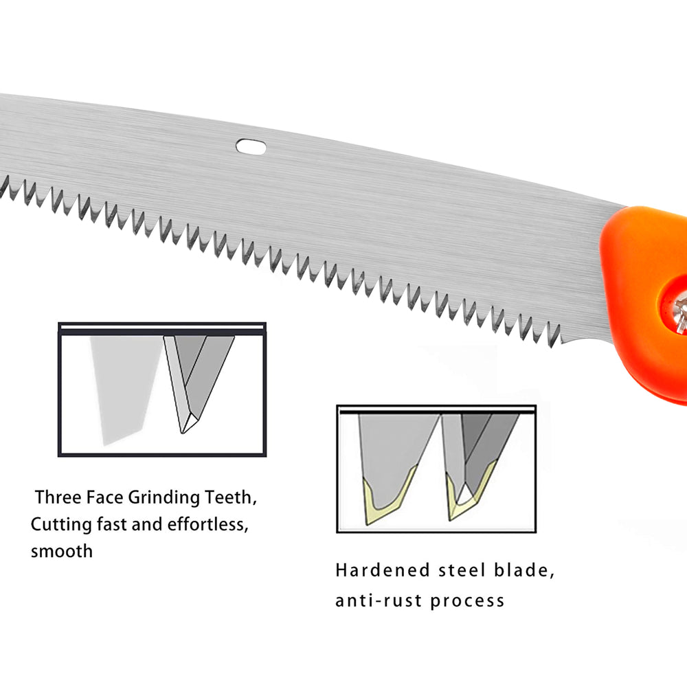 GARTOL 7.7" Folding Saw with Triple-Cut Razor Teeth Hand Saw（Orange）