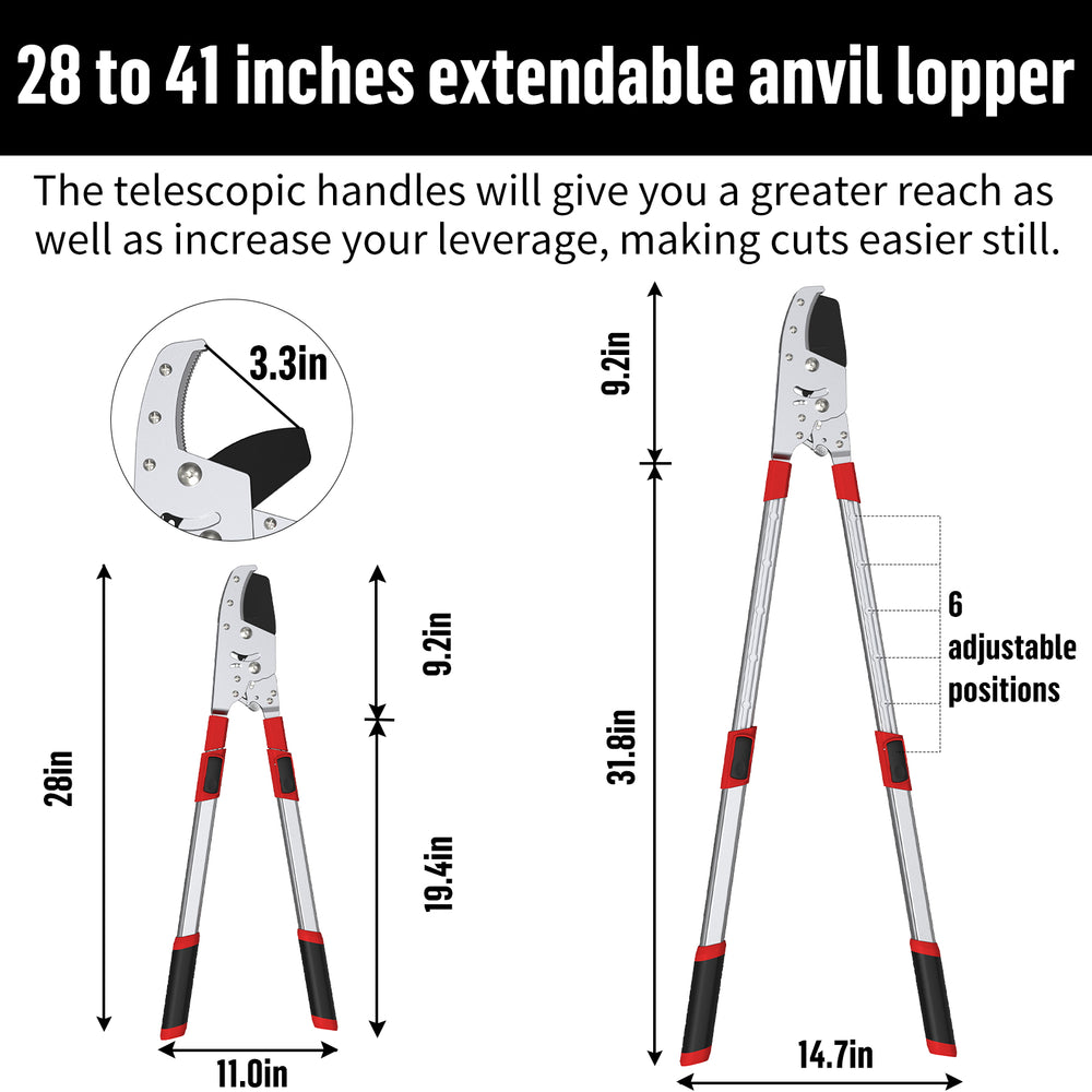 GARTOL extendable anvil lopper dimensions: 28 to 41 inches telescoping handles