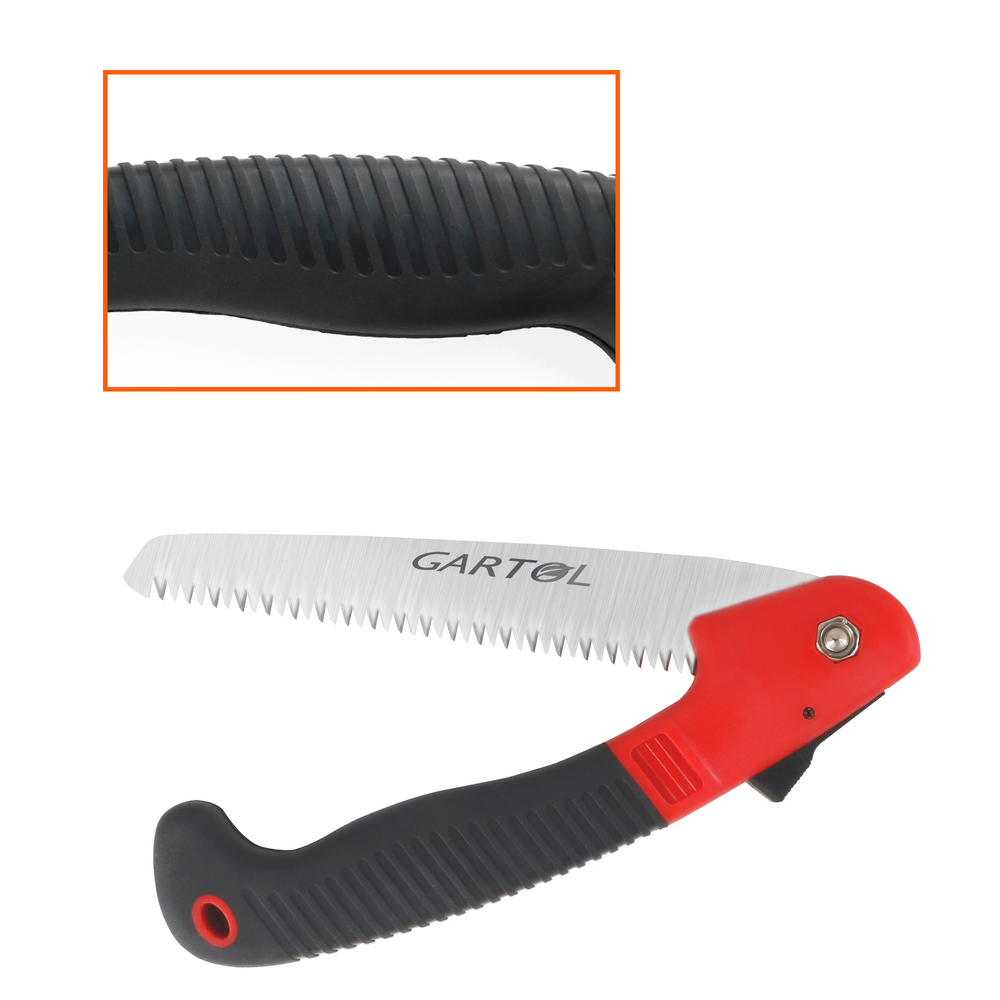 GARTOL 7.7" Folding Saw with Triple-Cut Razor Teeth Hand Saw（Red）
