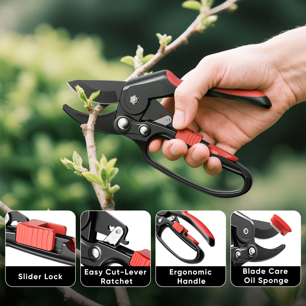 GARTOL Ratchet Pruning Shears - Professional Clippers for Weak Hands
