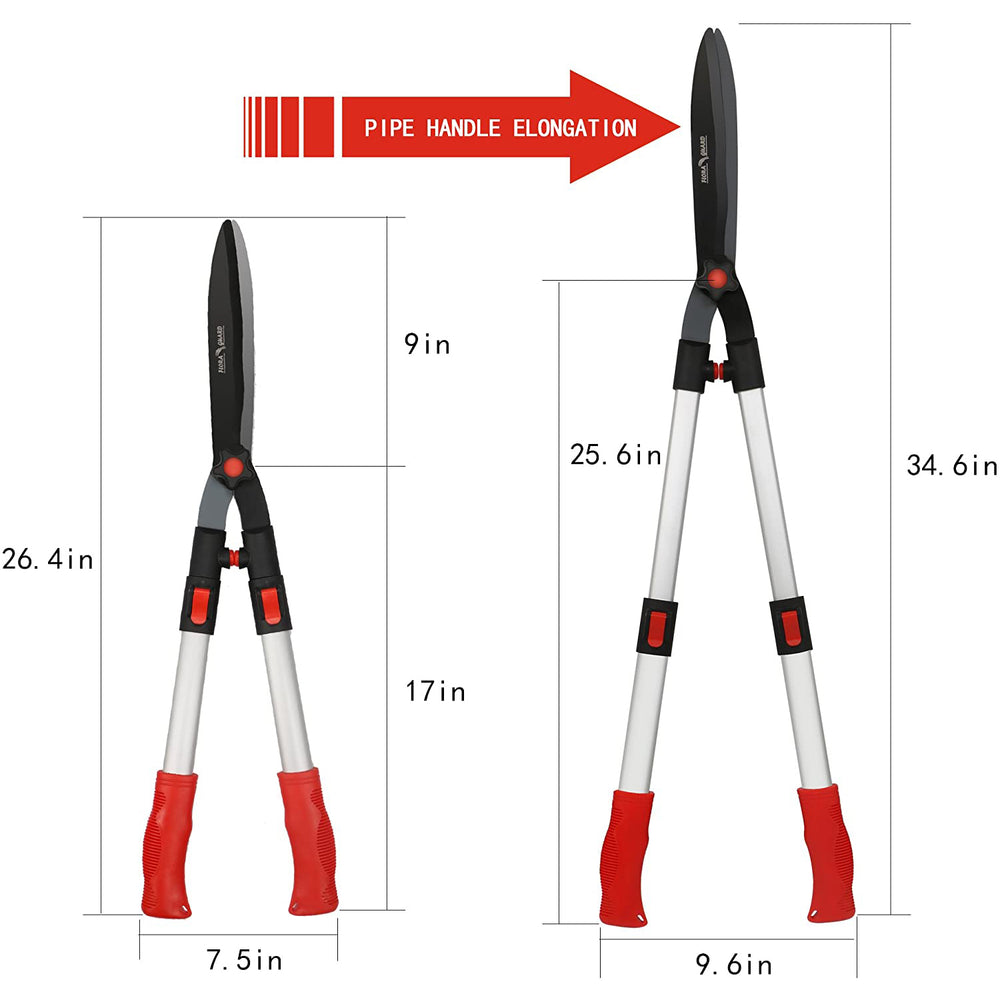 GARTOL Telescopic Hedge Shears, Extendable Garden Bush Clippers (HA1814R-10)