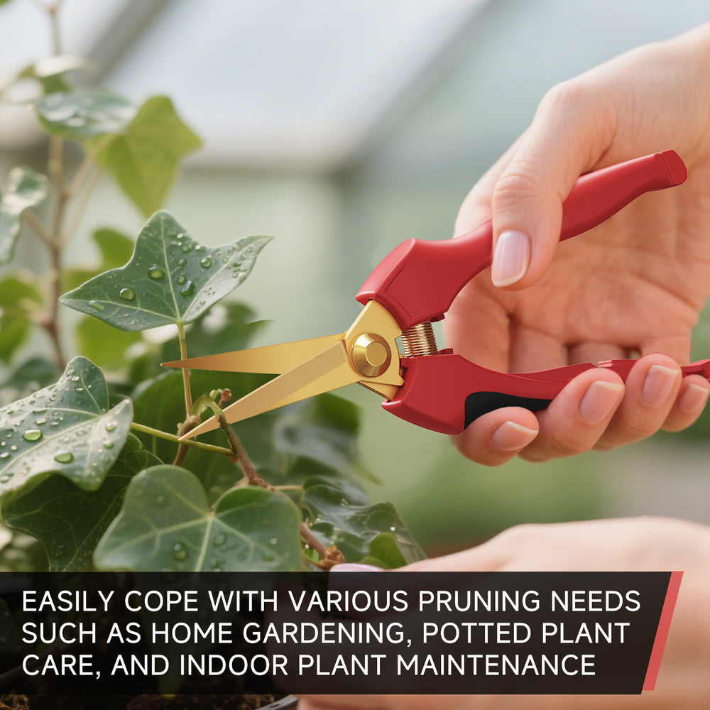 GARTOL HC189 Curved Pruning Shears, 5CM Titanium-Coated Precision Garden Scissors for Herbs, Roses, Bonsai & Indoor Plants