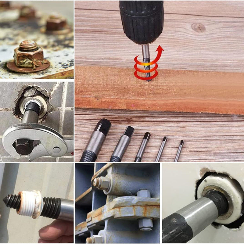 GARTOL Damaged Screw Extractor Set, 6PCS Easy Out Stripped Screw Extractor Kit, All-purpose HSS Broken Screw Remover Set for Removing Damaged Screws, Broken Studs, Set Screws, and Pipe Fittings with Storage Case