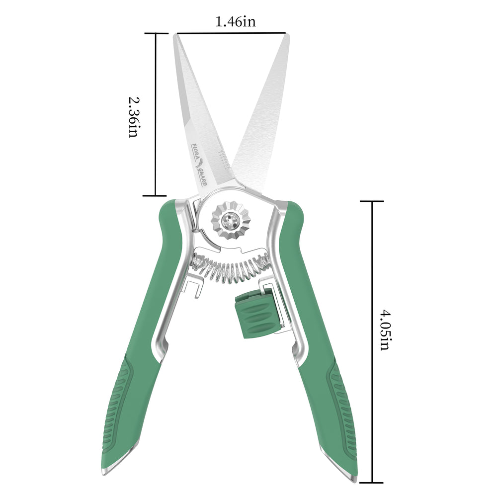 GARTOL pruning shears with easy-to-use safety lock for secure storage and one-handed operation to protect users from accidental injury.