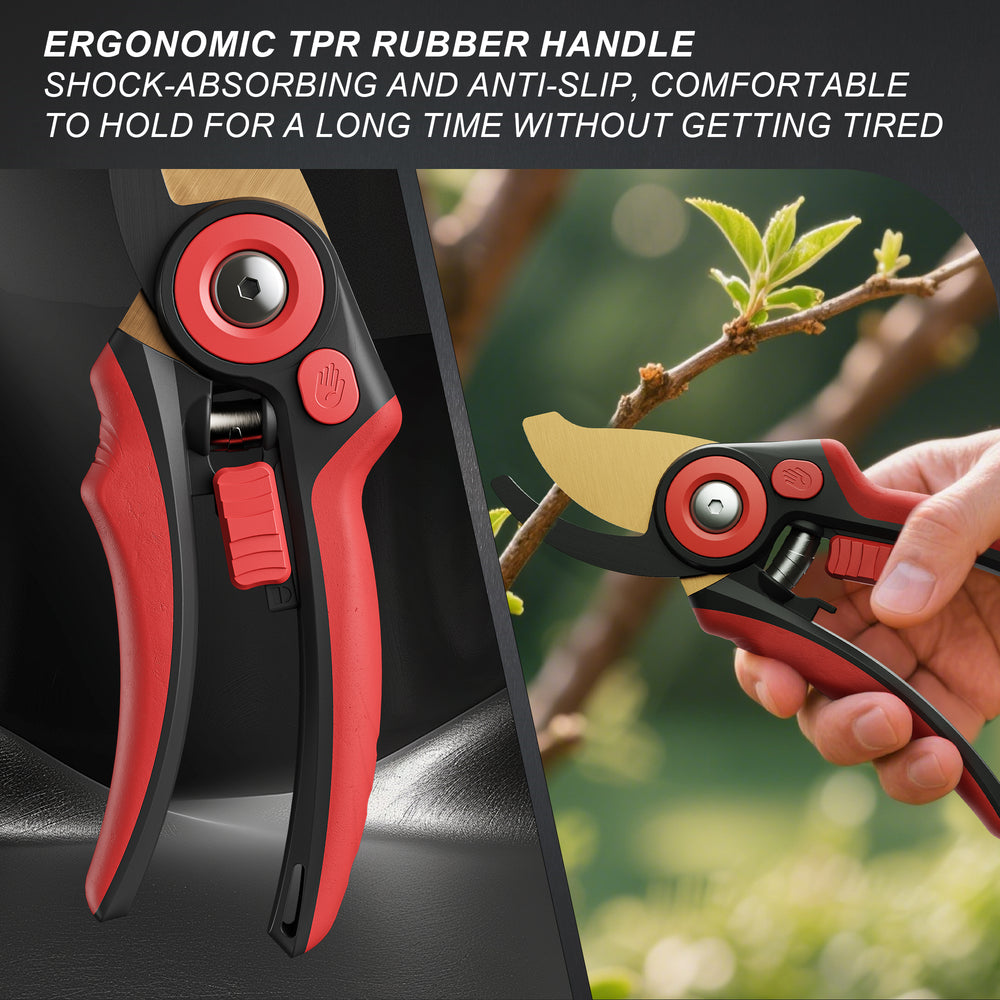 GARTOL 7.8" Professional Bypass Pruning Shears - 65Mn Steel Clipper