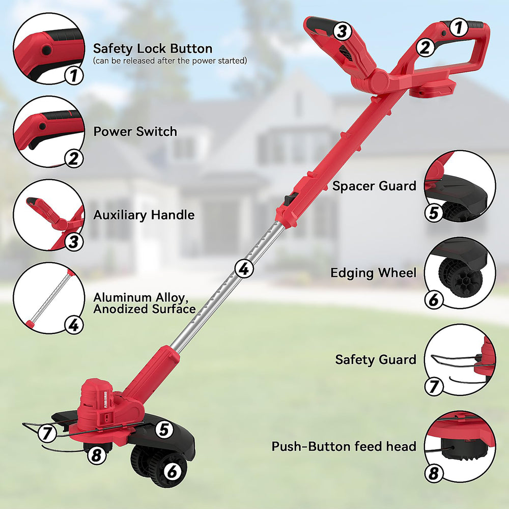 GARTOL Electric String Trimmer & Edger - 21V Brushless Weed Eater