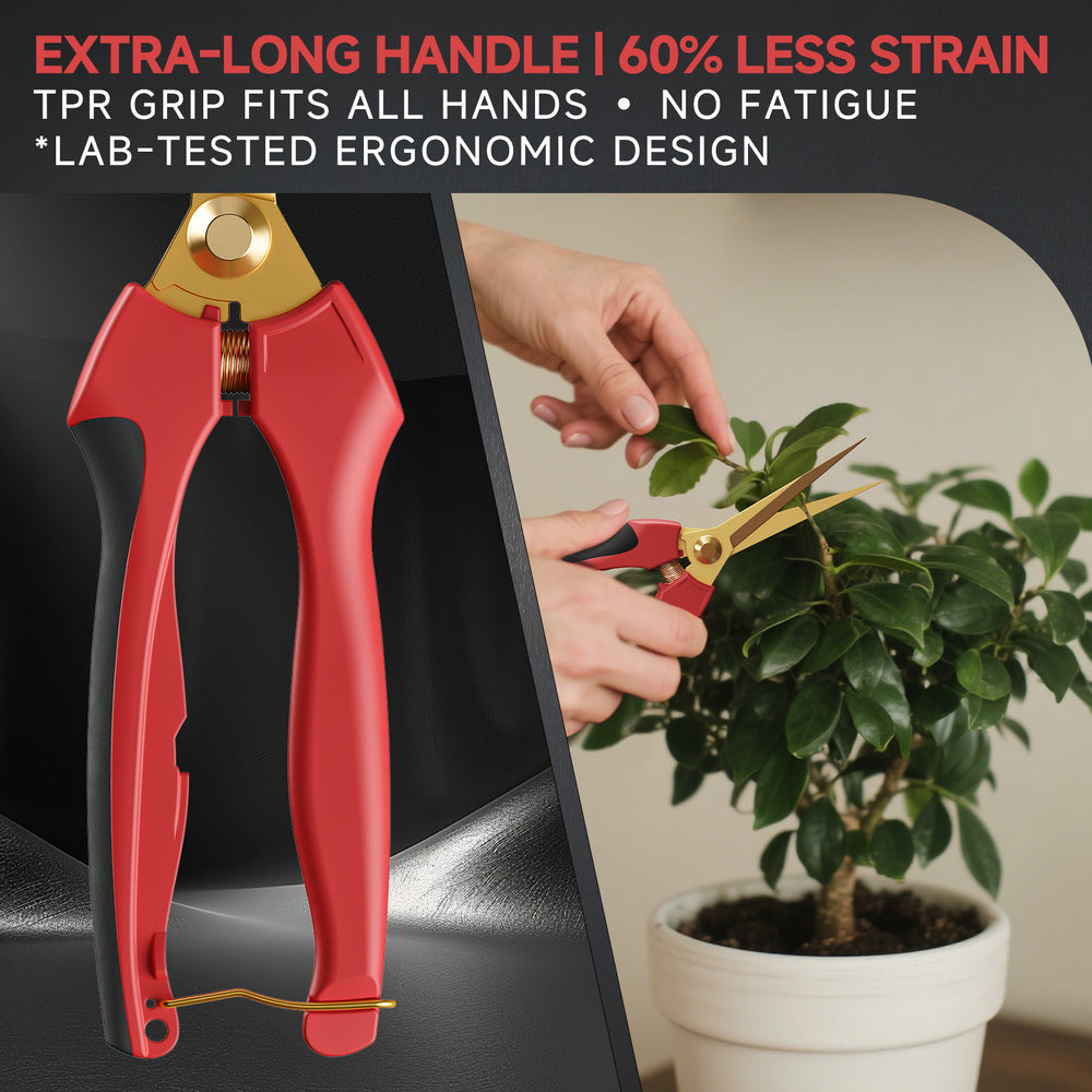 GARTOL HC189 Curved Pruning Shears, 5CM Titanium-Coated Precision Garden Scissors for Herbs, Roses, Bonsai & Indoor Plants