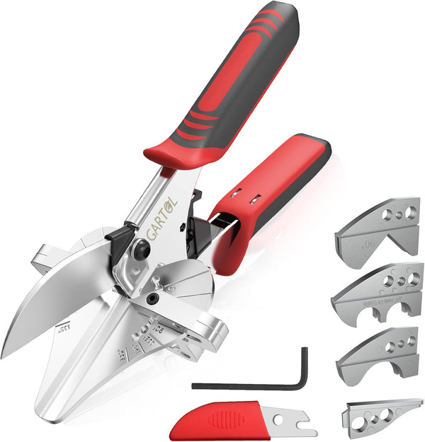 GARTOL 45°-135° Ratchet  Miter Shears with 5 Versatile Interchangeable Anvils
