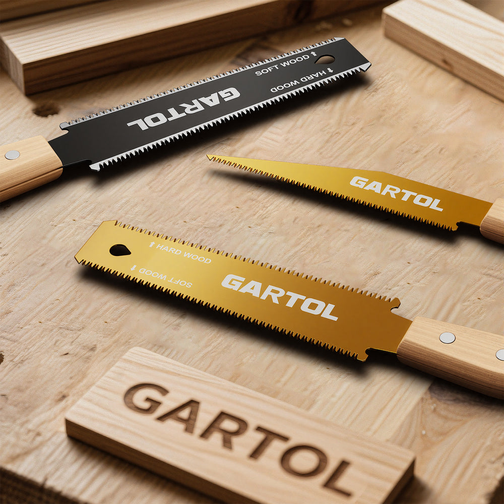 GARTOL 6 Inch Japanese Pull Saw Set - Gold SK5 Steel 2-Piece Hand Saw