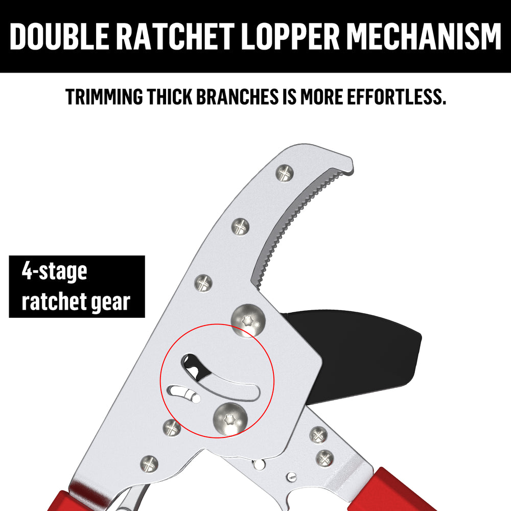 GARTOL lopper double ratchet mechanism with 4-stage ratchet gear