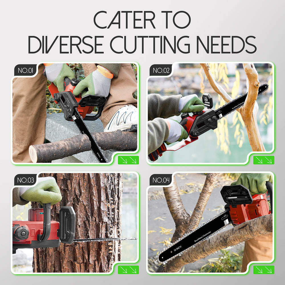 GARTOL 12" Brushless Chainsaw with Tool-free Chain Tensioning System for Quick and Easy Chain Adjustments Without Tools