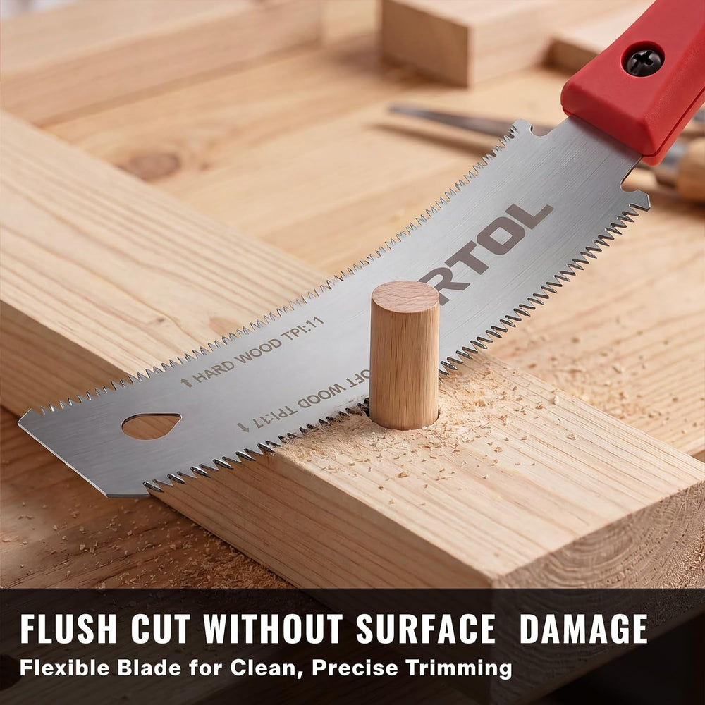 GARTOL 2-Piece 6-Inch Hand Saw Set - Drywall Jab Saw & Japanese Pull Saw with Flexible Double Edge (11/17 TPI) - Small Flush Cut Tool Kit for Sheetrock, Wood Trim, PVC & DIY Home Repair