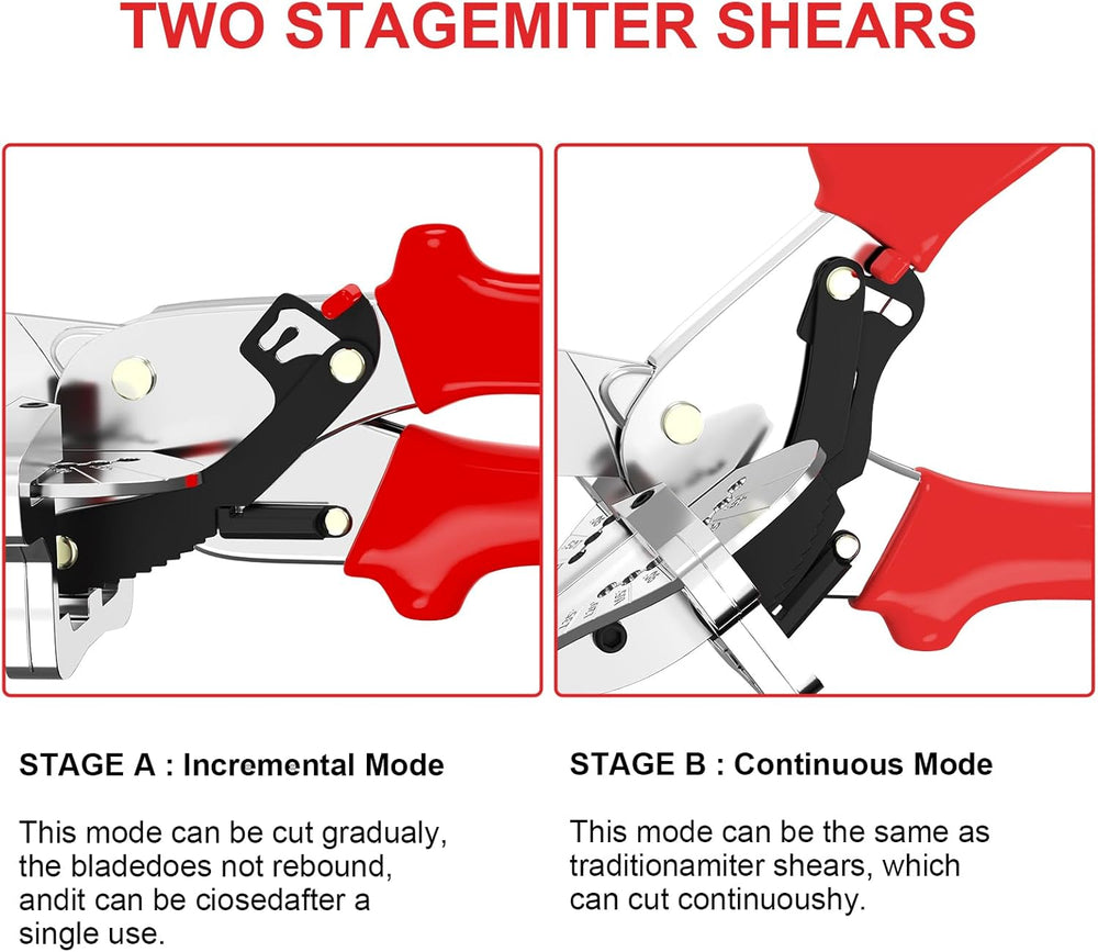 GARTOL Precise Ratchet Miter Shears with 22.5°-135° Adjustable Angle