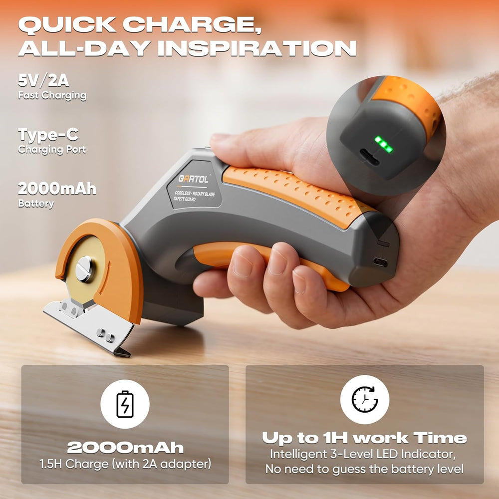 GARTOL 4V Cordless Electric Scissors with Self-Sharpening Blade