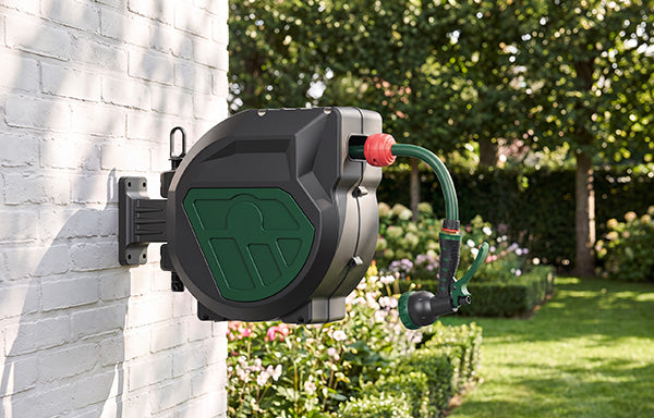 GARTOL 1/2" 20m Retractable Hose Reel – Anti-Freeze, UV-Resistant, 180° Swivel, 60PSI, Adjustable Spray Nozzle (SGC005C)