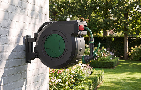 GARTOL 5/8" 40m Retractable Hose Reel – Anti-Freeze, UV-Resistant, 180° Swivel, 60PSI, Adjustable Spray Nozzle (SGC009C)