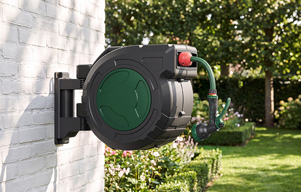 GARTOL 1/2" 33m Retractable Hose Reel – Anti-Freeze, UV-Resistant, 180° Swivel, 60PSI, Adjustable Spray Nozzle (SGC009A)