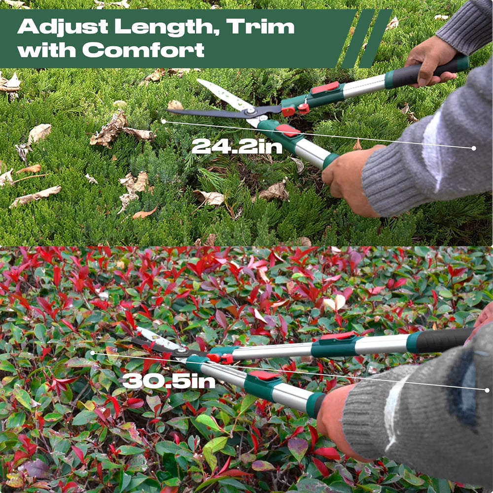 GARTOL Professional Extendable Hedge Shears with 8" Wavy SK5 Blade