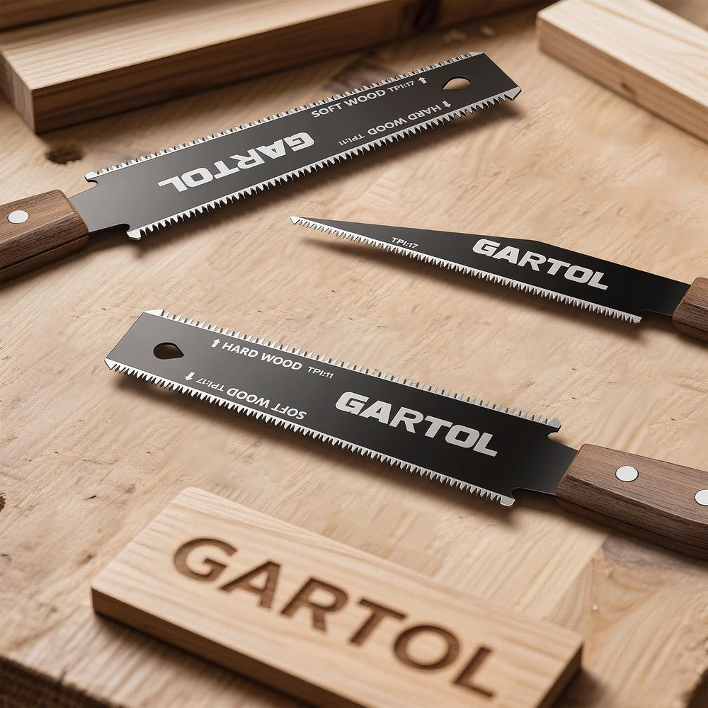 GARTOL 2-Piece Japanese Pull Saw Set | SK5 Flexible Blade & Black Polypropylene Handle