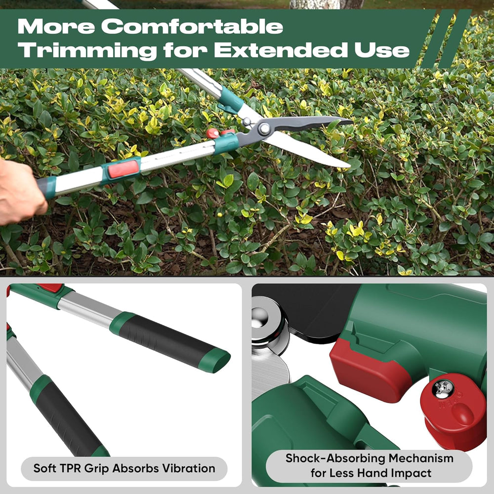 GARTOL Professional Extendable Hedge Shears with 8" Wavy SK5 Blade