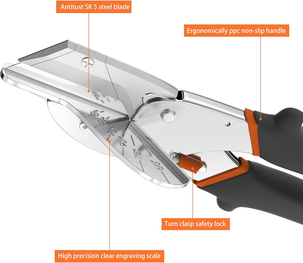 GARTOL Multi-45°-135°Angle Miter Shear Cutter with 10 Spare SK5 Blades