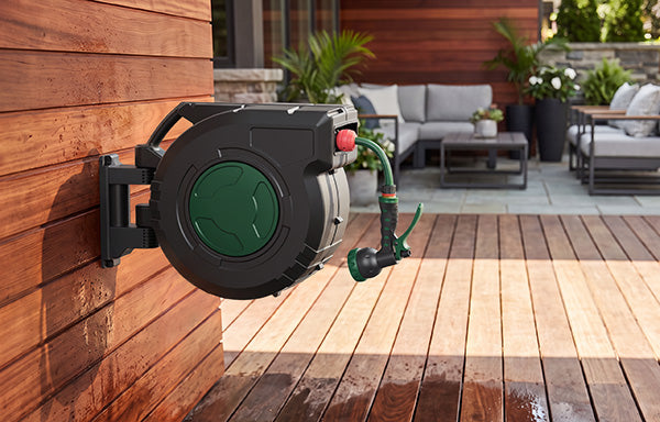 GARTOL 5/8" 40m Retractable Hose Reel – Anti-Freeze, UV-Resistant, 180° Swivel, 60PSI, Adjustable Spray Nozzle (SGC009C)