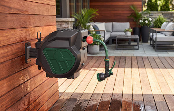 GARTOL 1/2" 15m Retractable Hose Reel – Anti-Freeze, UV-Resistant, 180° Swivel, 60PSI, Adjustable Spray Nozzle (SGC006C)