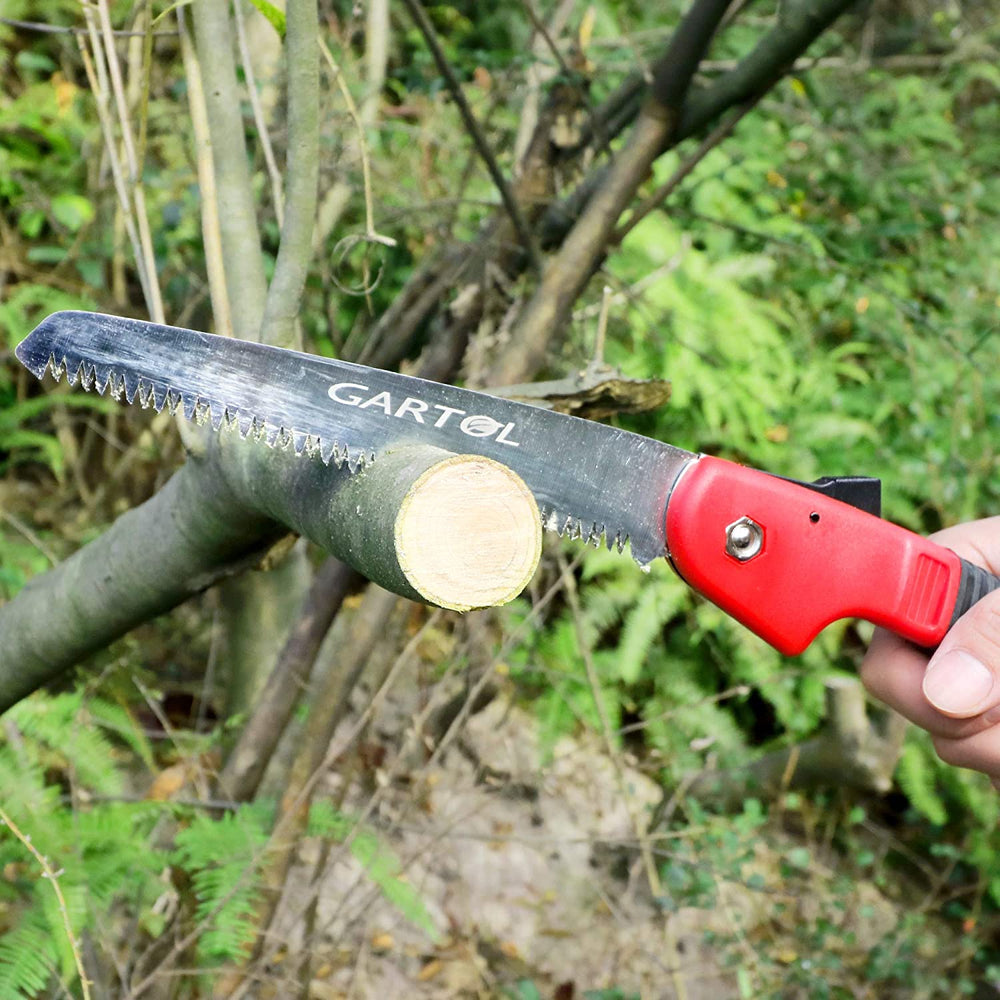 GARTOL 7.7" Folding Saw with Triple-Cut Razor Teeth Hand Saw（Red）