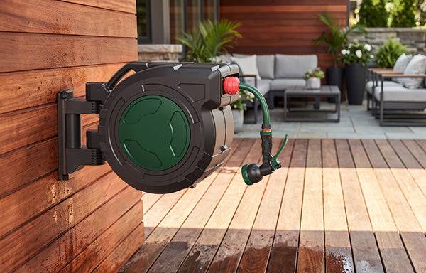 GARTOL 1/2" 33m Retractable Hose Reel – Anti-Freeze, UV-Resistant, 180° Swivel, 60PSI, Adjustable Spray Nozzle (SGC009A)