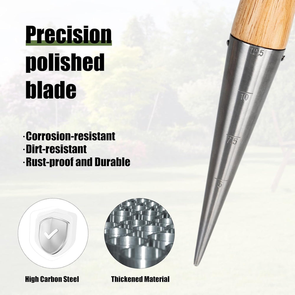 GARTOL Hand Dibber Garden Tool – 5" Stainless Steel Seed Planter with Wood Handle