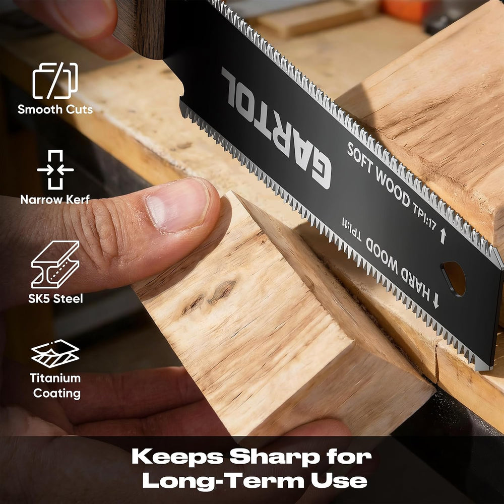 GARTOL 2-Piece Japanese Pull Saw Set | SK5 Flexible Blade & Black Polypropylene Handle