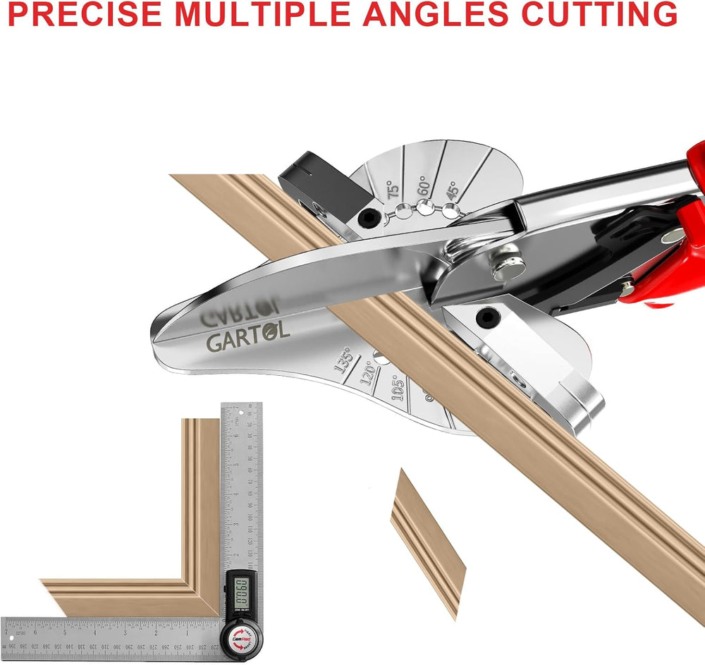 GARTOL Precise Ratchet Miter Shears with 22.5°-135° Adjustable Angle