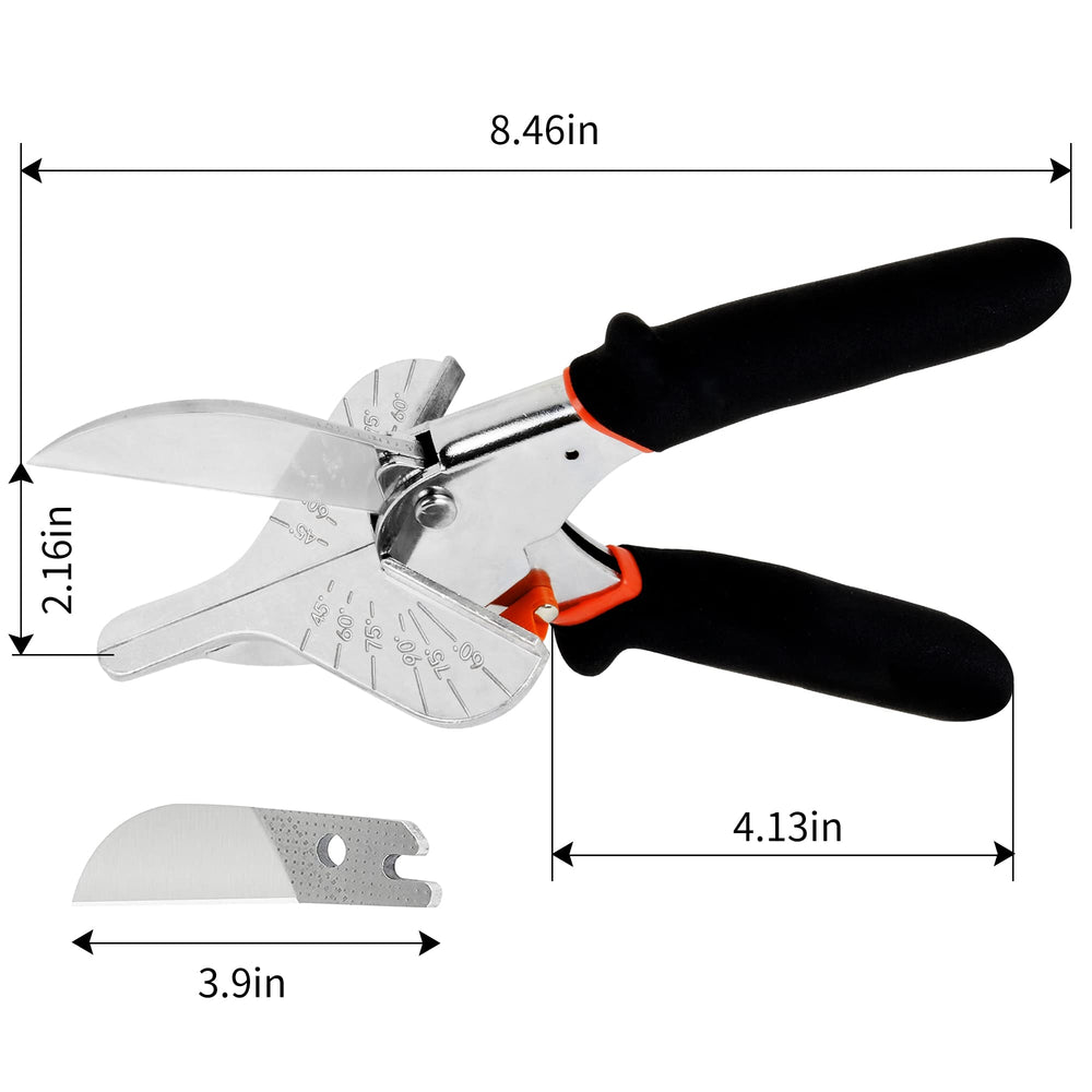 GARTOL Quarter Round Cutter - 45°-135° Adjustable Miter Shears with 2 Replacement Blades