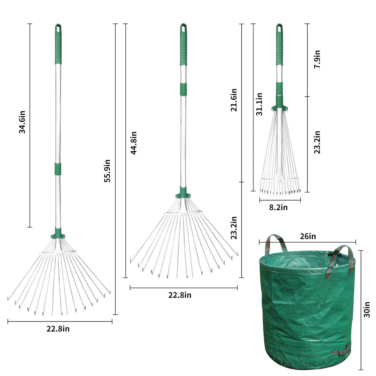 Adjustable Garden Leaf Rake-GARTOL