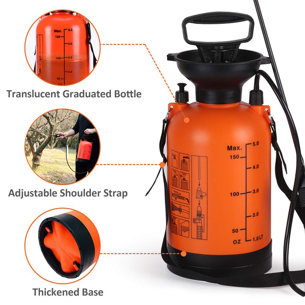 Pump Sprayer in Lawn and Garden 1.3-Gallon Portable Pressure Sprayers for Fertilizer-GARTOL