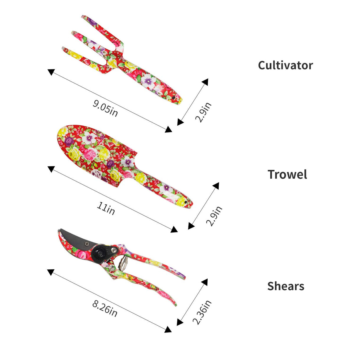 Gardening Tool Set, Floral Pattern-GARTOL